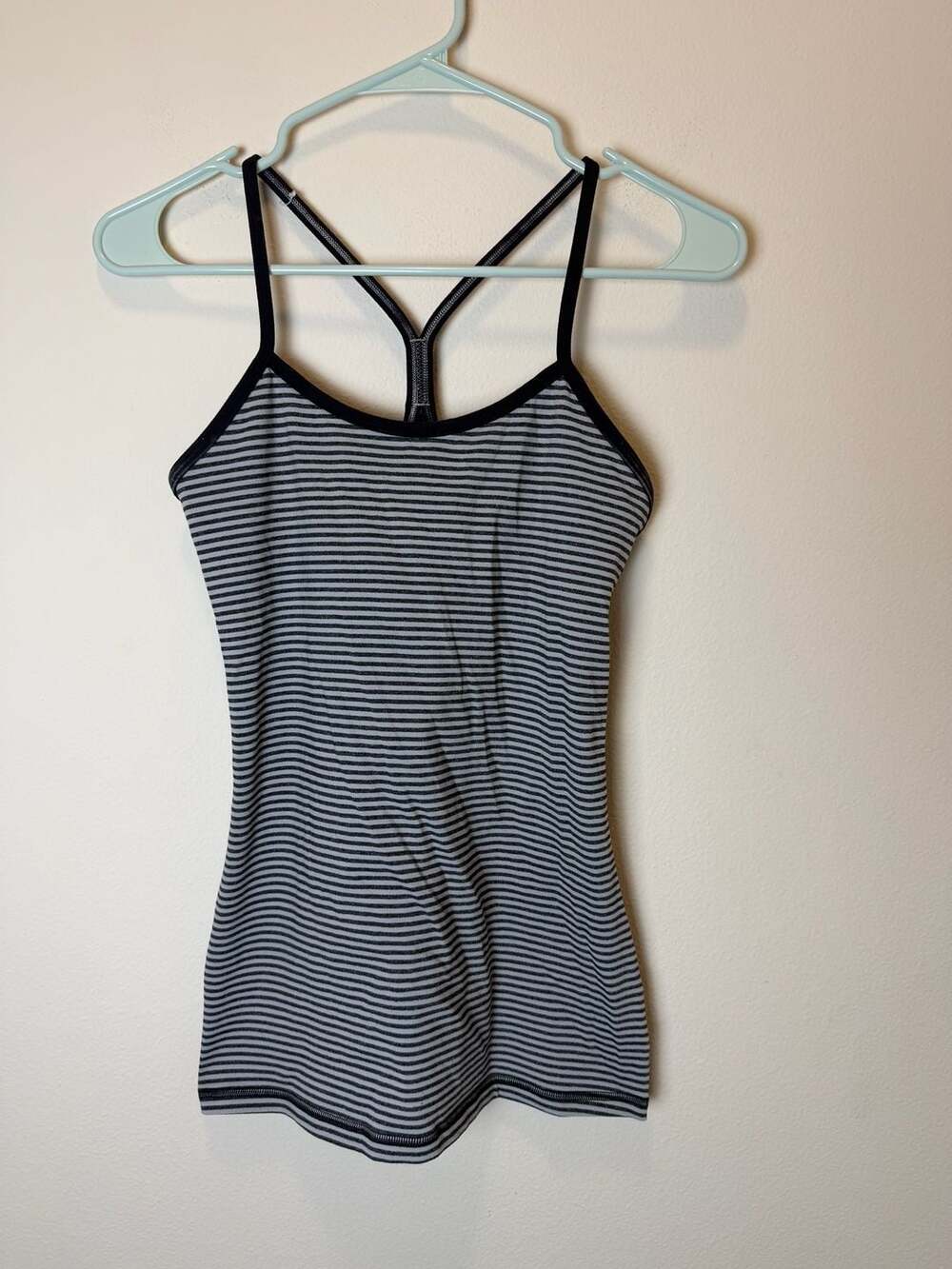 Lululemon Striped Racerback Tank Top Size 6 Black White